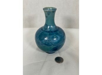 Blue Crystaline Fleck Vase -
