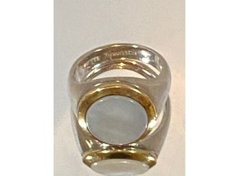 Tiffany & Co. Sterling / Gold Mother Of Pearl Ring