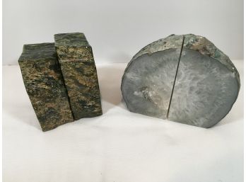 2 Sets Of Rock/Mineral Book Ends