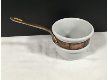Vintage Apilco France Ceramic And Copper Sauce Pot