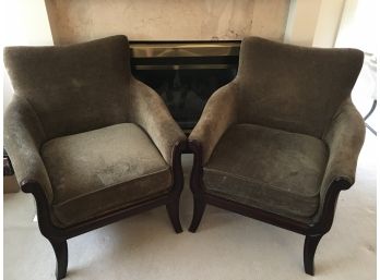 Set Of Two Custom Side Chairs - Wood And Custom Fabric
