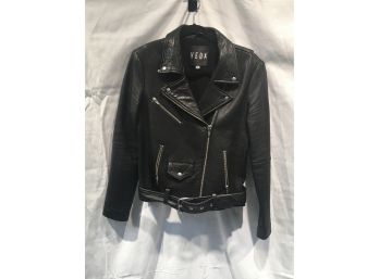 Veda Blk Leather Biker Jacket (M)