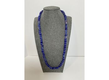 Matte Blue Chevron Beads
