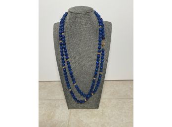 14K & Blue Lapis Long Necklace