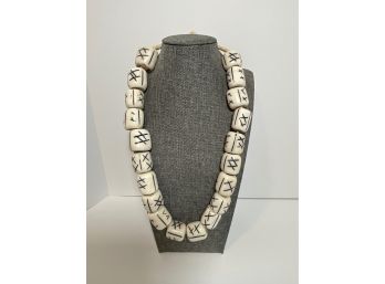 Carved X Design Bone Beads
