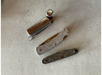 Set Of Pocket Knives & Lighter