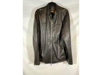 Mens Blk Leather Jacket By Agave