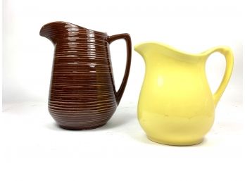 McCoy And Unmarked Glazed Pitchers
