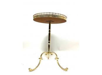 Brass And Burlwood Side Table