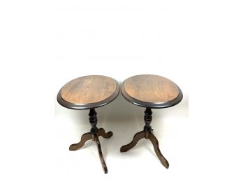 Pair Of Wooden Round Side Tables