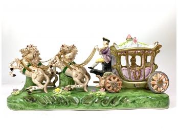 Italian Porcelain Stagecoach Sculpture