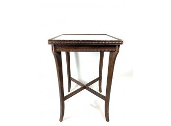 Wooden Side Table With Glass Insert