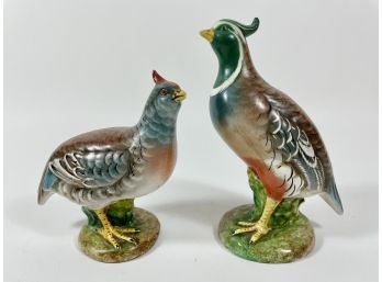 1930s Ugo Zaccagnini Pottery Quails - Made In Italy