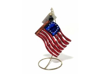 Christopher Radko American Flag Ornament On Stand