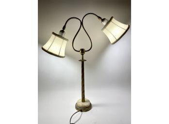1920s Solid Brass & Quartz Table Lamp With Articulating Shades