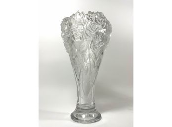 Large Lalique Style Rose Vase