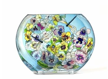 Stained Glass Style Floral Art Vase