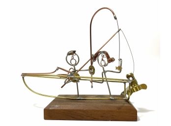 Brass & Copper Fishing Sculpture