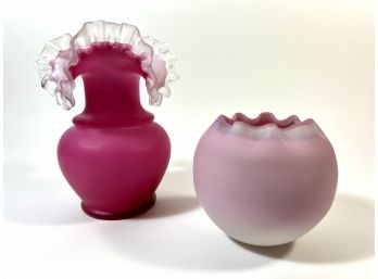 Gunderson Peach Blow Glass & Satin Cased Glass Vase