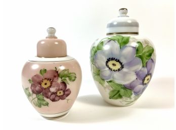 (2) Consolidated Glass Co. Hand-decorated Ginger Jars