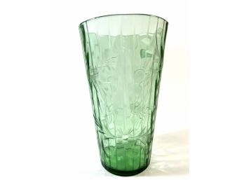 Large Etched Blown Glass Vase