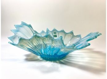 Vaseline Opalescent 'Fostoria' Art Glass Centerpiece