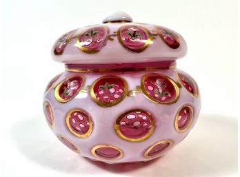 Fenton Lidded Opalescent Hand-painted Art Glass Box