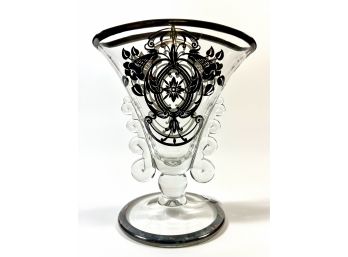 Heisey 'Lariat' Silver Overlay Glass Vase