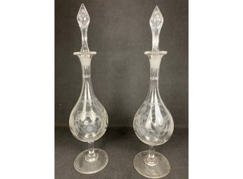 Antique Etched Glass Decanters
