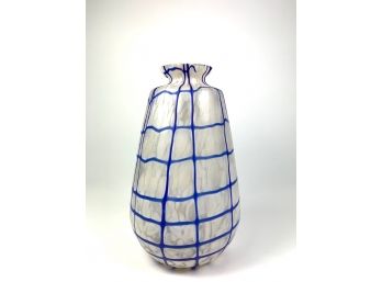 Blown Glass Vase W/ Blue Veins