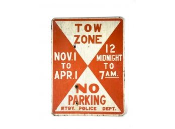 Waterbury Police Tow Zone Sign