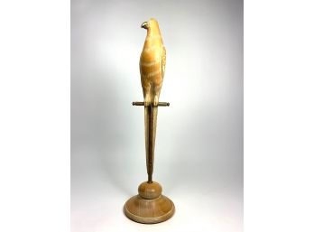 Wooden & Brass Parrot Sculpture
