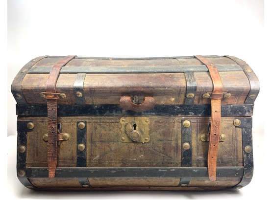 Antique Leather Wrapped Trunk