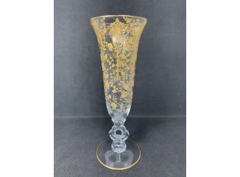 Gold Leaf Etched Glass Vase