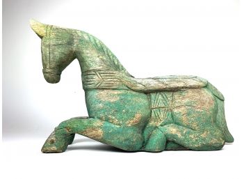 Antique Wooden Horse Statue
