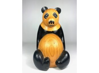 Painted Wooden Panda Sculpture