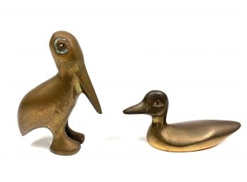 Vintage Brass Bird Sculptures