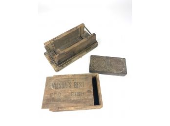 Antique Press & Wooden Container