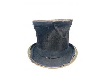 Antique J.L Disbrow Fur Top Hat - New Haven Conn