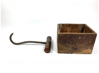Antique Crate & Meat Hook