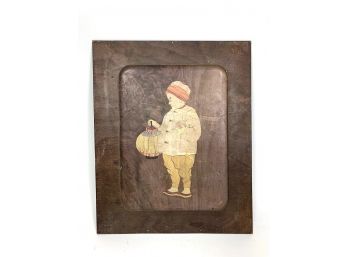 Antique Lithograph On Metal - The Meter Man