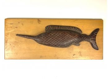 Hand-Carved Sword Fish Sculpture