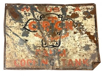 Antique Metal Farm Equipment Sign - CIRTON Dairy Equipment