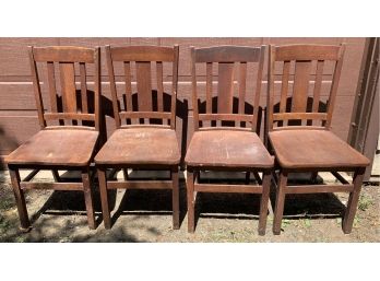 Set Of 4 Mission Oak Chairs