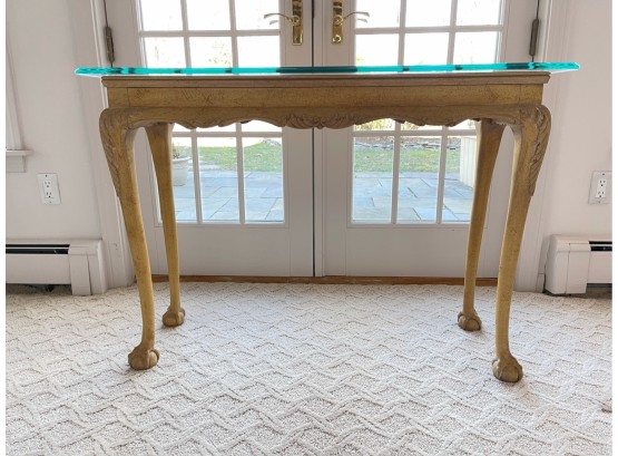 Wood & Glass Sofa Or Foyer Table
