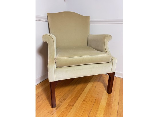 Quality Upholstery - Velvet Chippendale Arm Chair - Manufactured By Hickory Chair