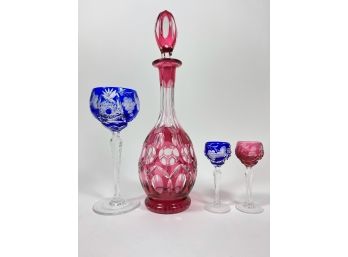 Cut-to-clear Decanter - 2 Cordials & Goblet