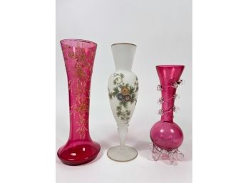 Antique Hand-painted & Blown Decorative Vases