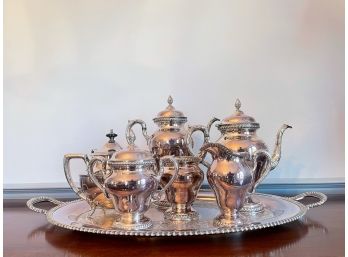 Antique Silver-plate Tea Set & Tray - 'Ashley' - Wilcox Silver Co.