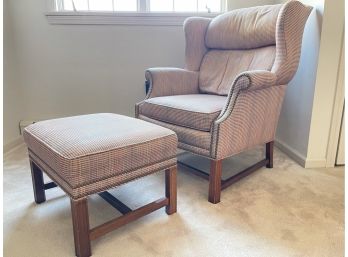 Upholstered Wingback Chair & Ottoman